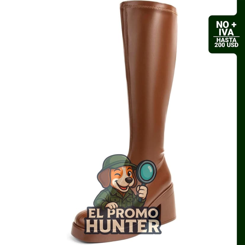Botas altas hasta la rodilla para mujer, modelo GoGo, con plataforma y punta cuadrada, tacón grueso y cremallera lateral.