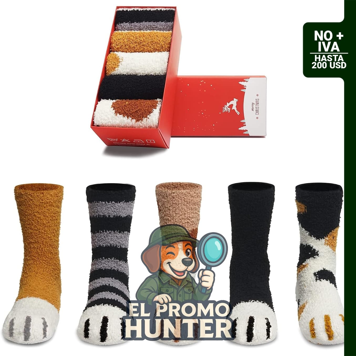 Calcetines peludos para mujer, 5 pares de calcetines de invierno con caja de regalo.