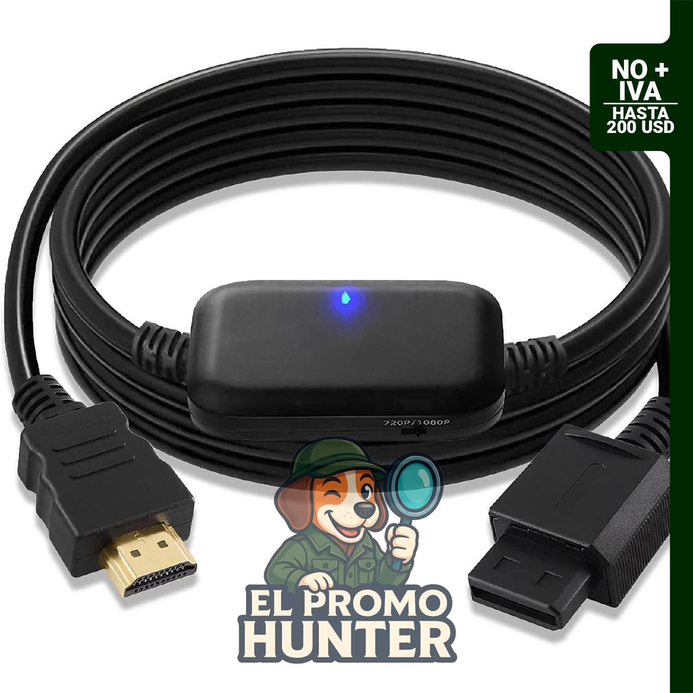 Adaptador Wii a HDMI 1080P para Nintendo Wii/Wii U, permite conexión a pantallas HDMI.