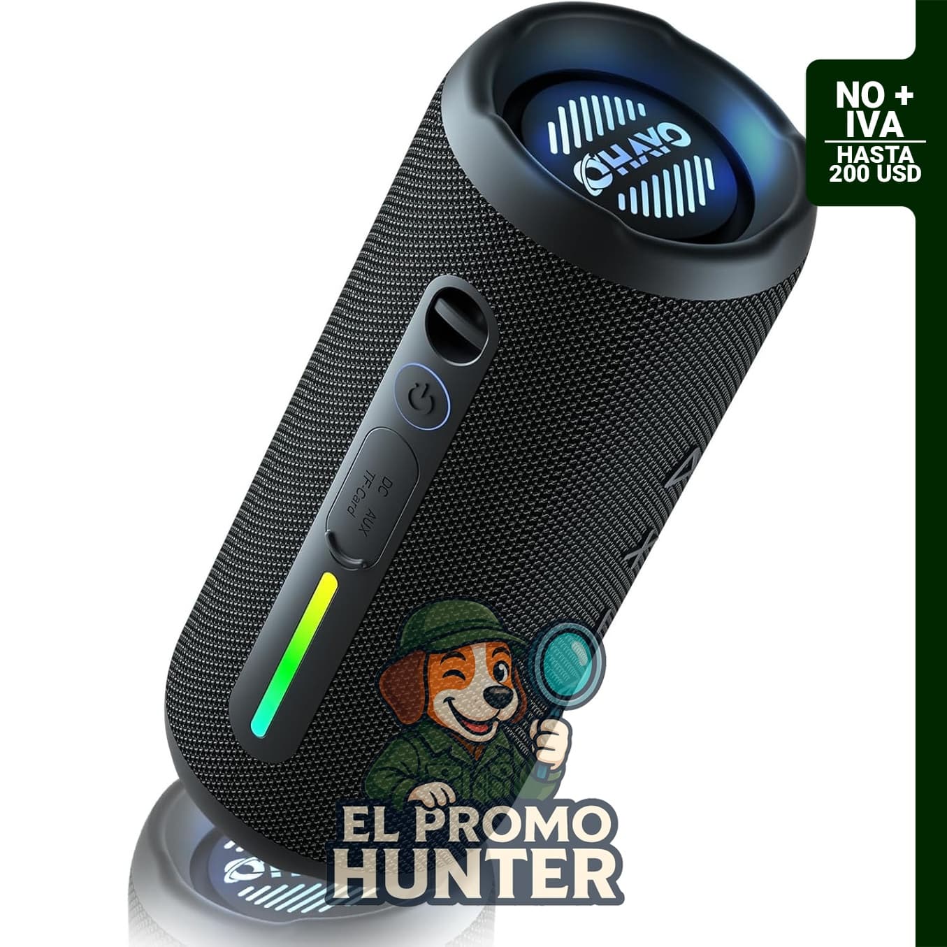OHAYO Altavoz Bluetooth portátil, IPX7 impermeable, 24 W estéreo con luces LED.