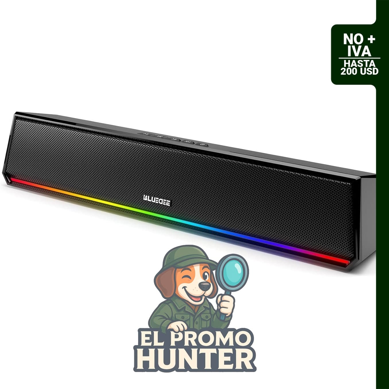 Altavoces Bluedee para computadora de escritorio, Bluetooth y barra de sonido USB RGB.