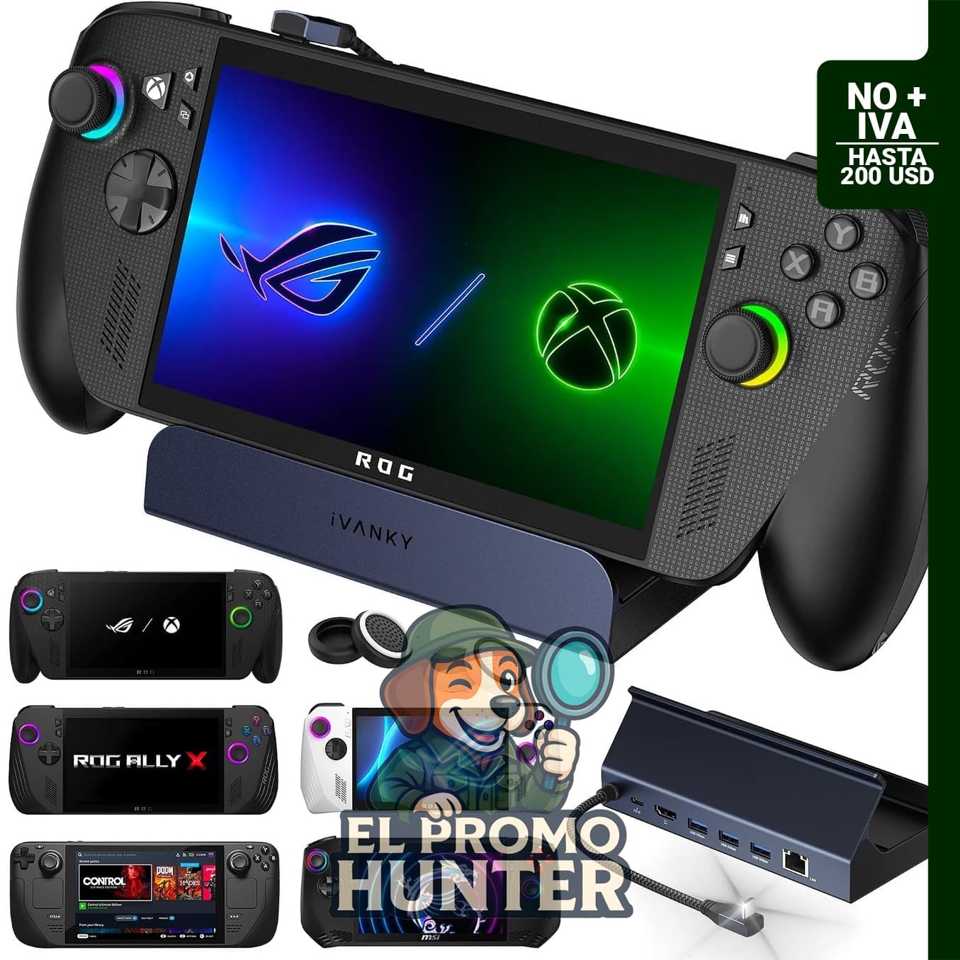 iVANKY ROG Ally Dock, estación de acoplamiento 8 en 1 con soporte para 4K a 144Hz.