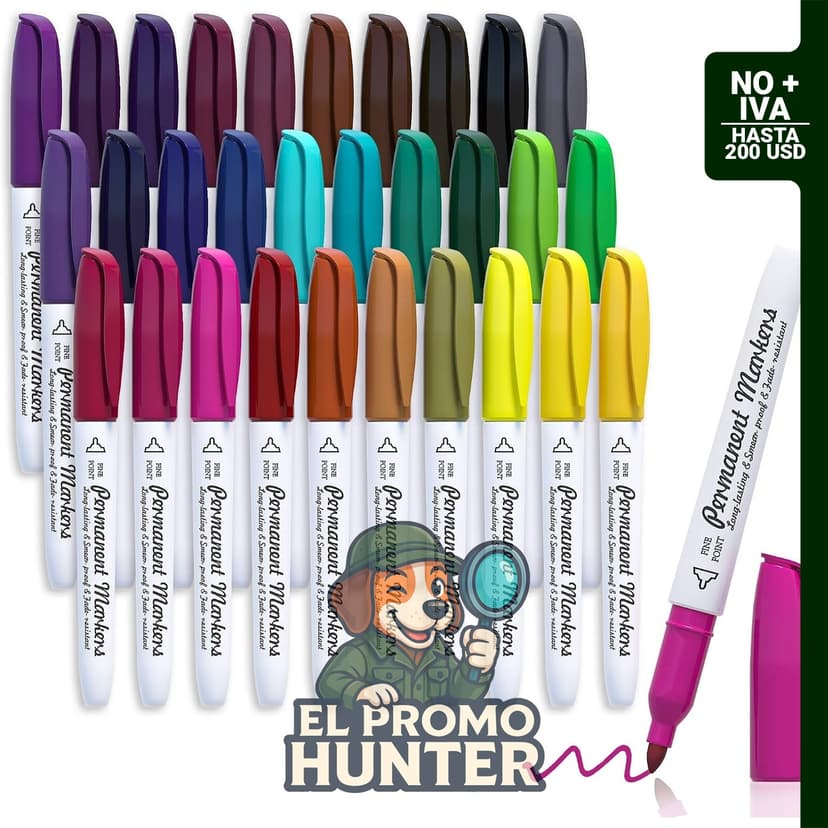 Lelix Marcadores permanentes de 30 colores, punta fina, aptos para plástico, madera, piedra, metal y vidrio.