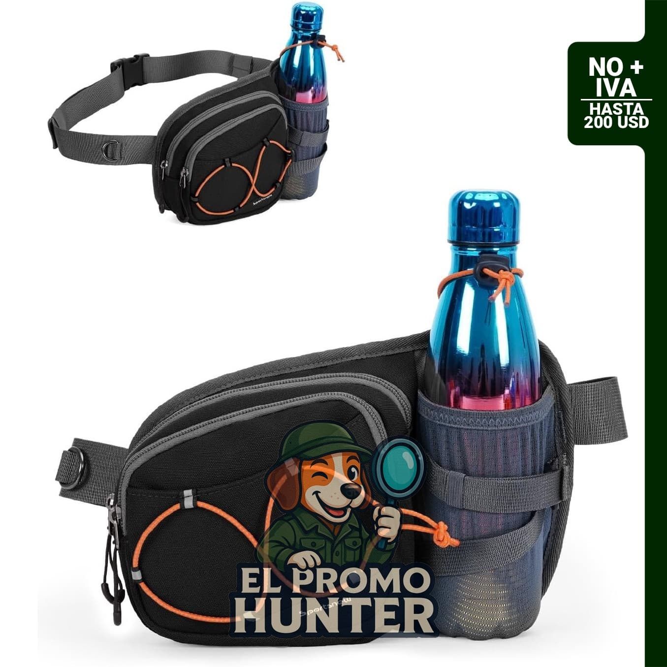 Mochila de hidratación sportsnew con soporte para botella, capacidad de 2L, ideal para correr, hacer senderismo o pasear perros.