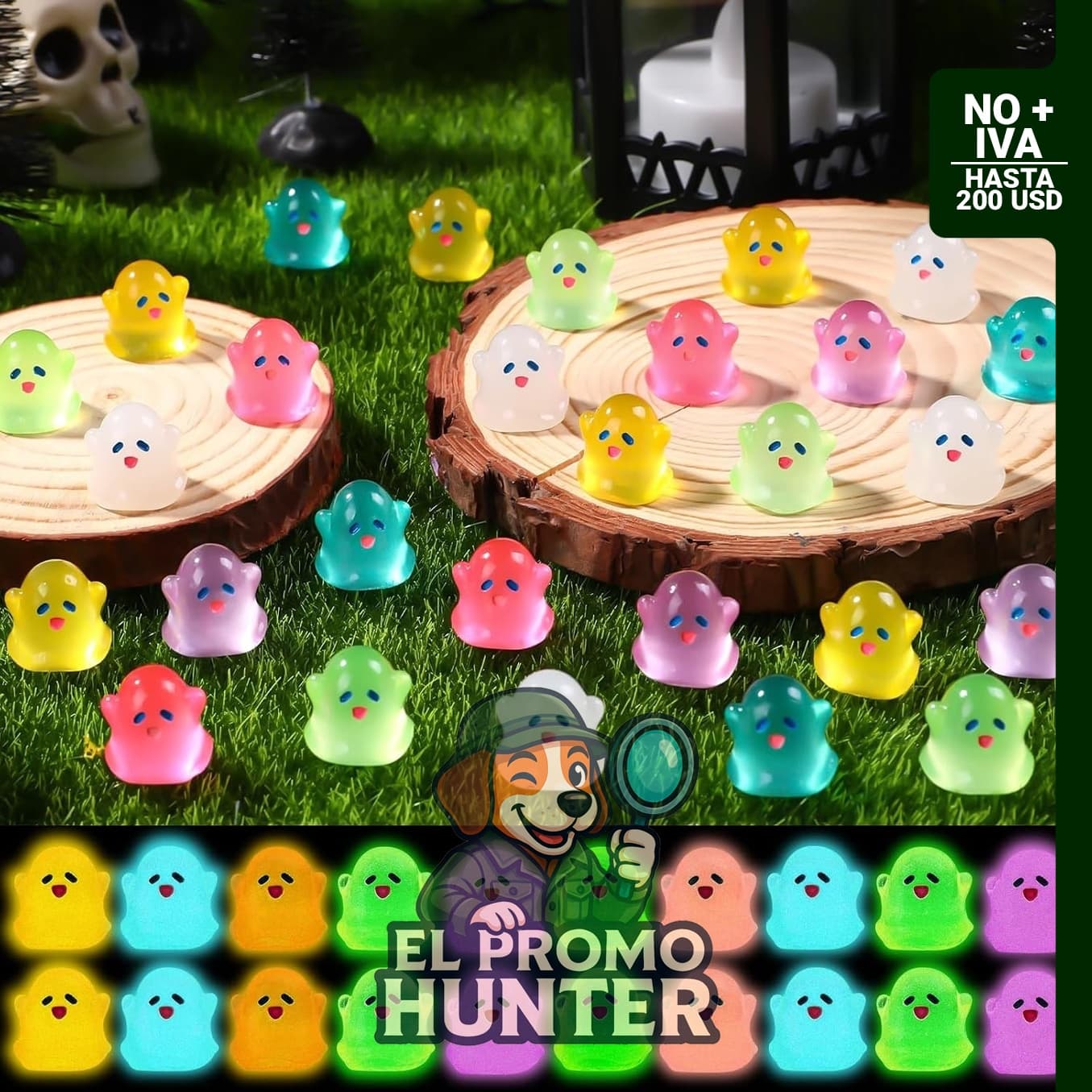 Vellibring 70 mini figuras de fantasma de resina, decorativas y luminosas para Halloween.