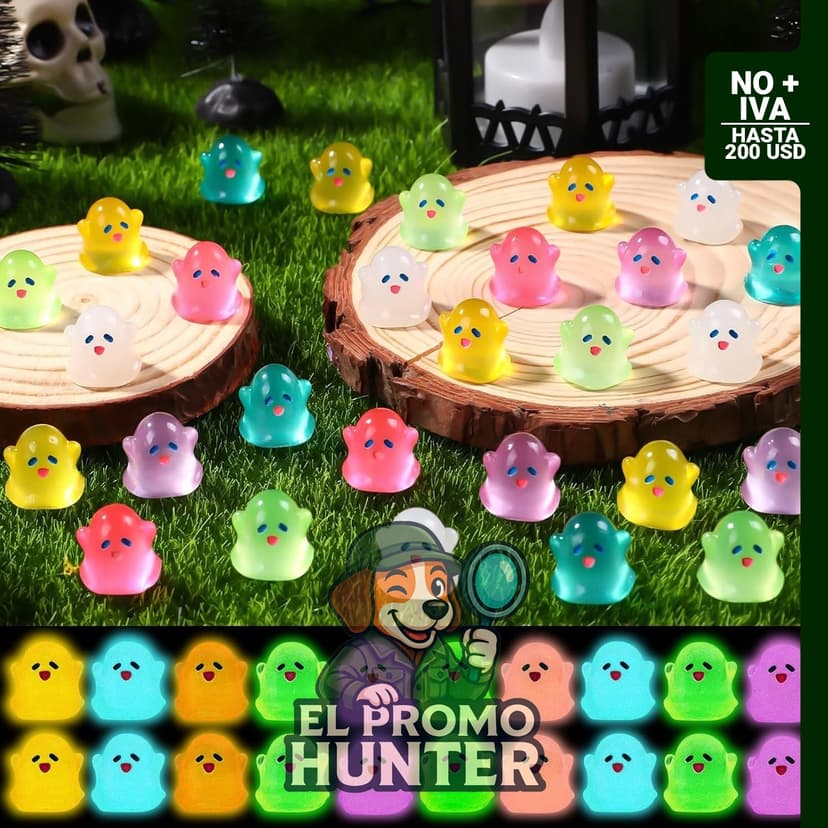 Vellibring 70 mini figuras de fantasma de resina, decorativas y luminosas para Halloween.