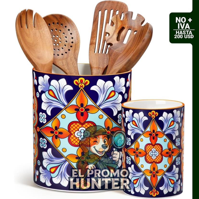 vancasso SIMI - Soporte de porcelana para utensilios de cocina de 18.5 cm y 14 cm de altura.