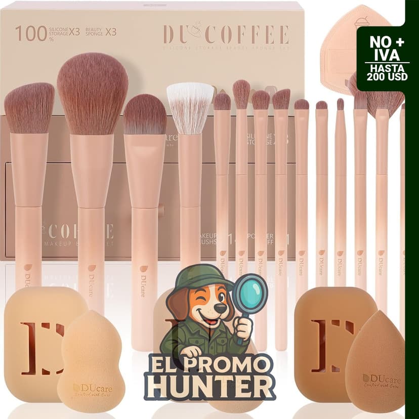DUcare Juego de regalo de maquillaje de 21 piezas, incluye 14 brochas, 3 esponjas y accesorios.