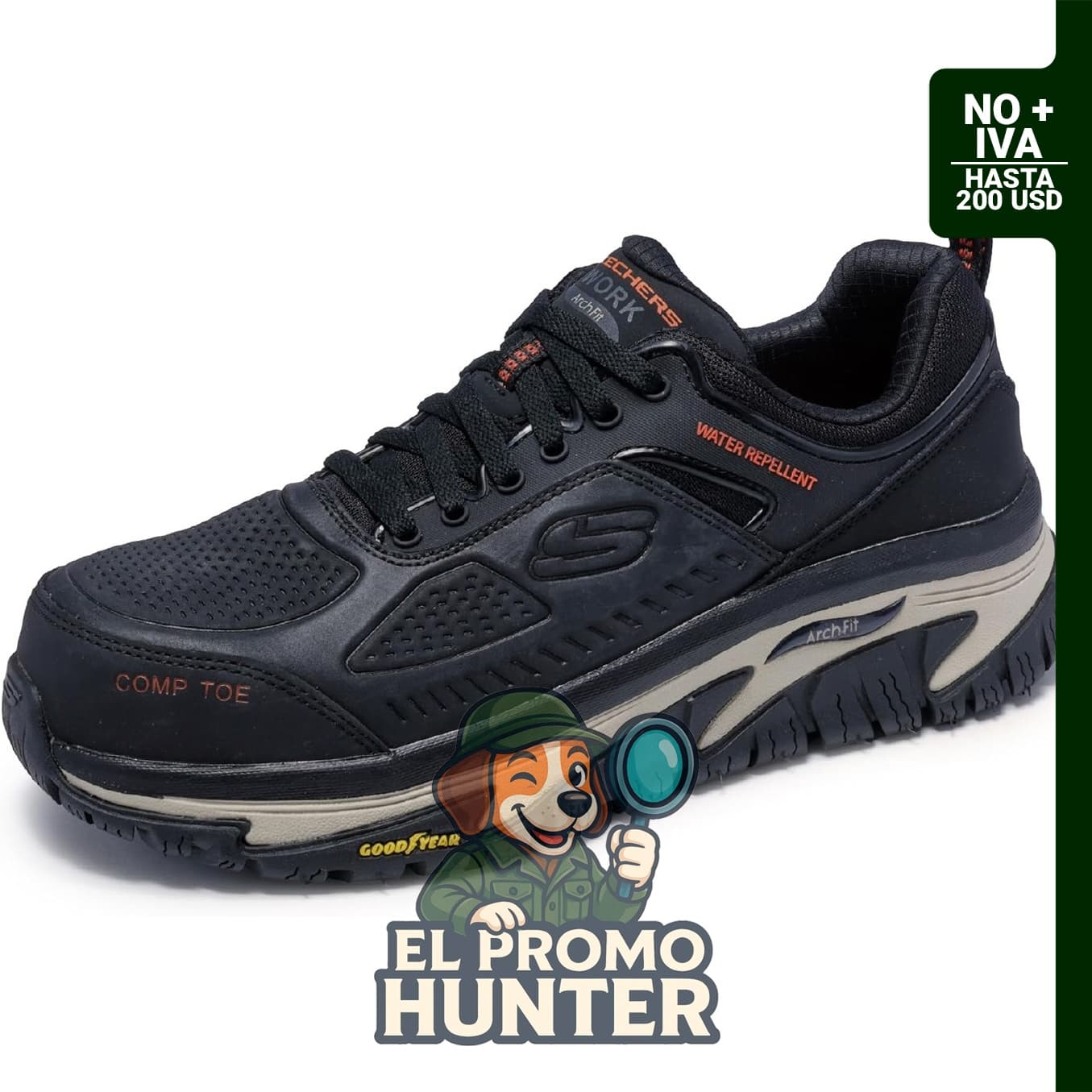 Skechers Arch Fit Road Walker Comp Toe, zapato de trabajo con soporte de arco.