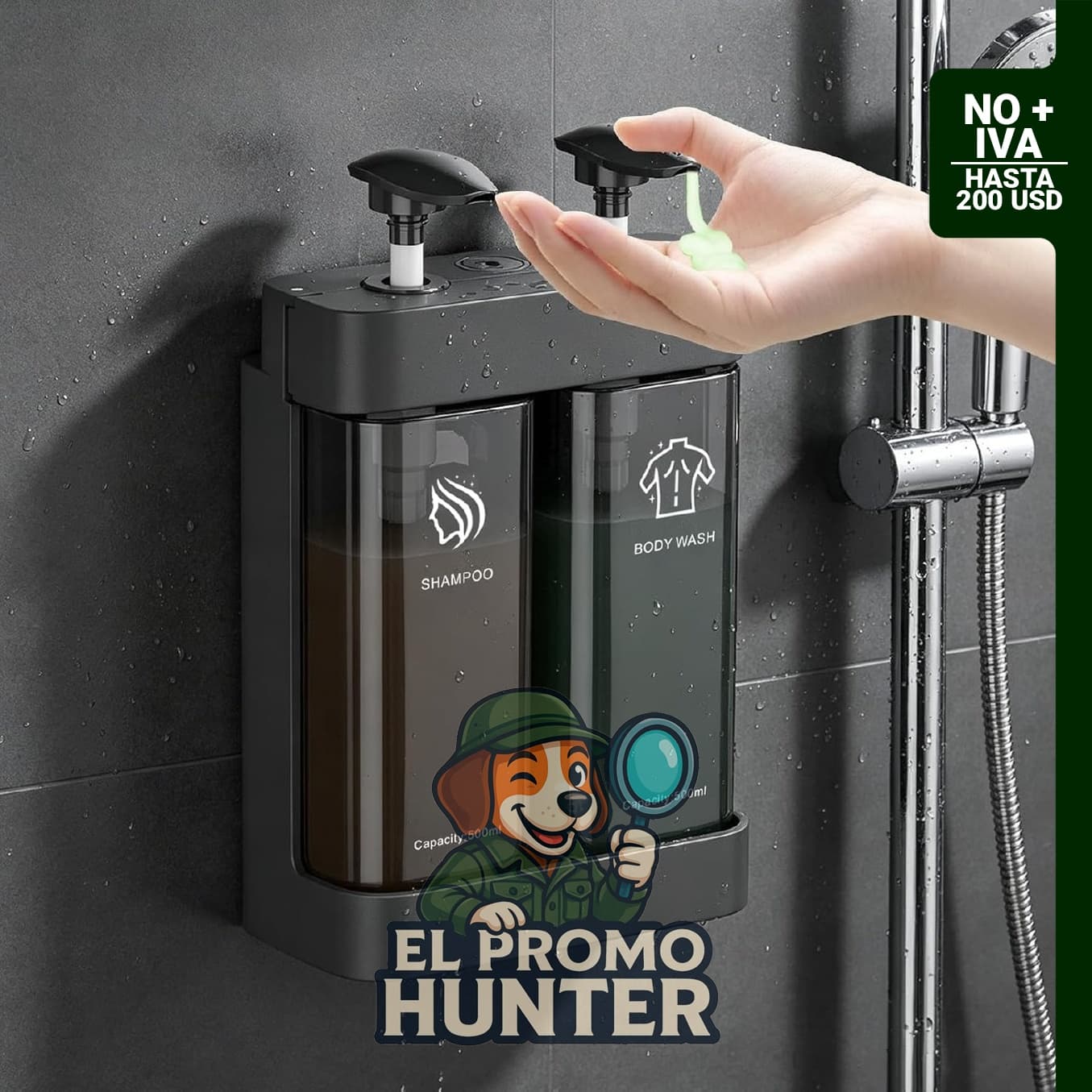 Dispensador de champú y acondicionador montado en la pared, recargable, de plástico ABS con bomba grande y bloqueo de llave.