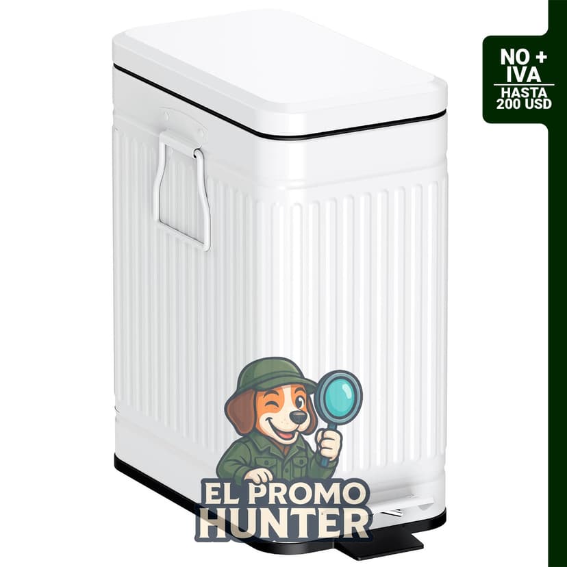 Cubo de basura pequeño de acero inoxidable de 6 litros con tapa de cierre suave y pedal escalonado.