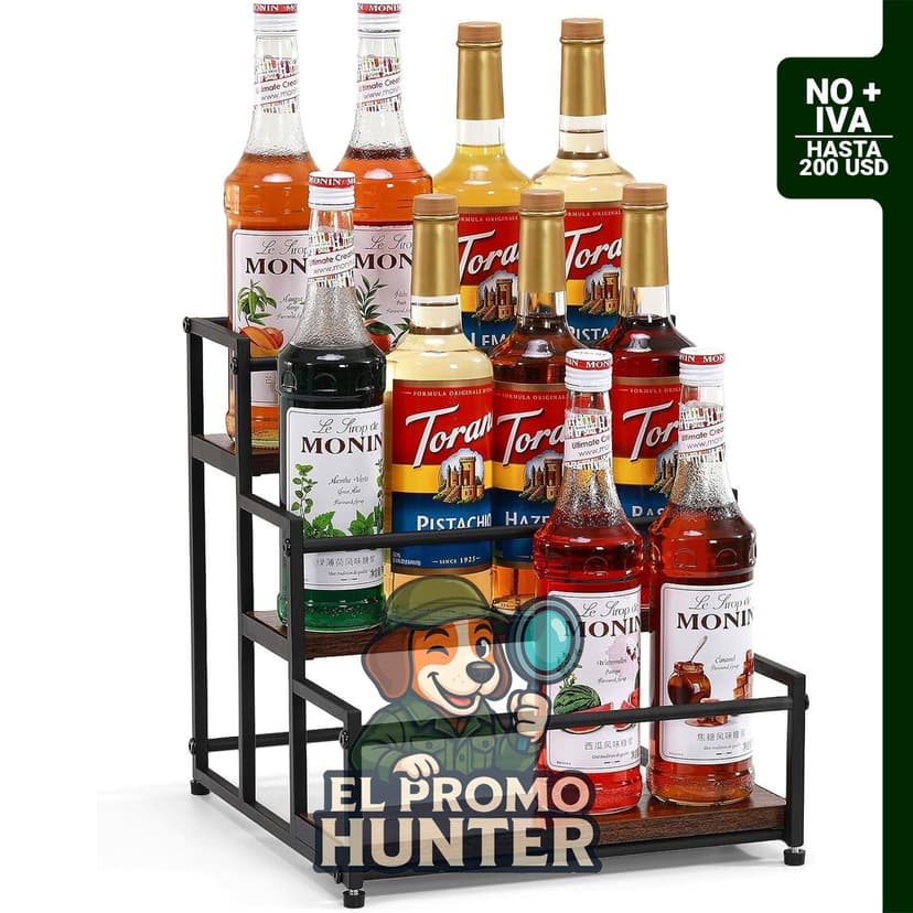 Organizador de jarabe de café de 3 niveles para 12 botellas.