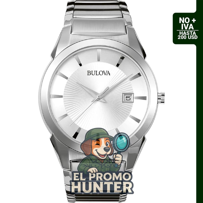 Bulova Reloj de pulsera de cuarzo para hombre, 3 manecillas, calendario y fecha, esfera con patrón, 38 mm