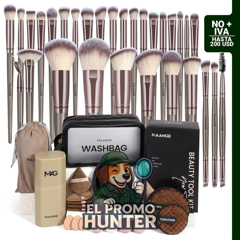 MAANGE Juego de Brochas de Maquillaje de 51 piezas, incluye brochas para base, polvo, delineador y sombra de ojos.