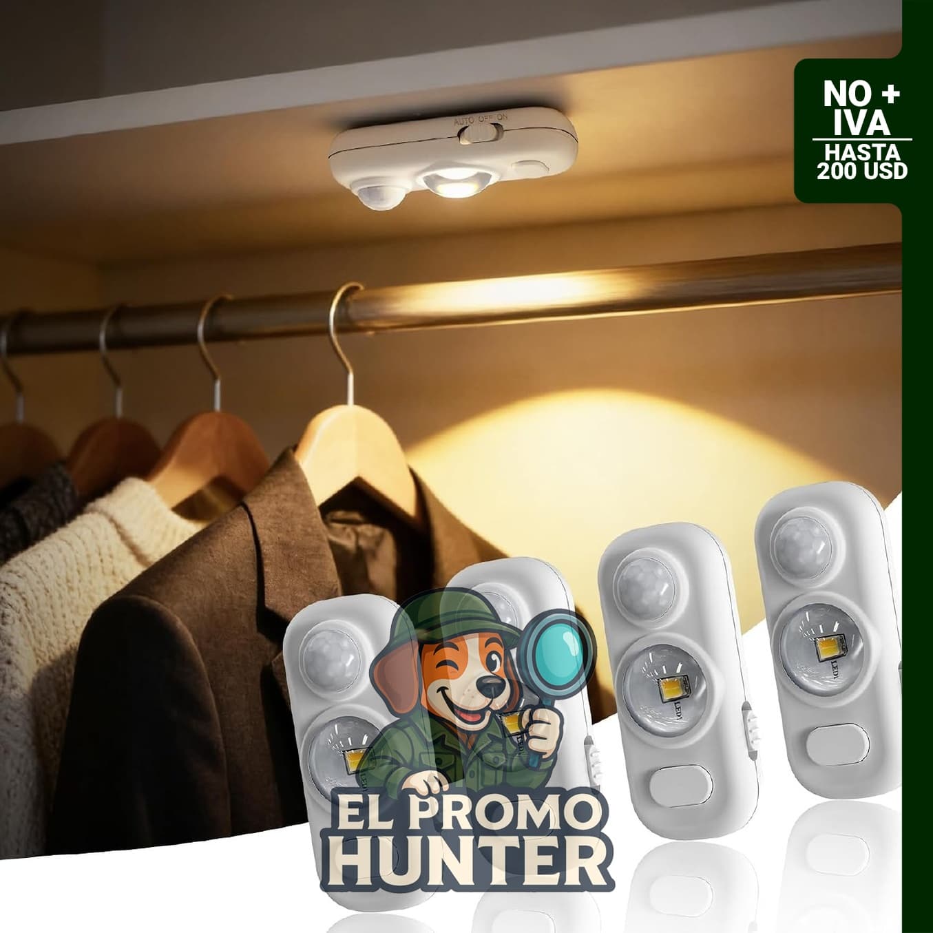 JandCase Iluminación para debajo del gabinete, 4 unidades, luz recargable con sensor de movimiento, 3000 K/4000 K/5000 K.