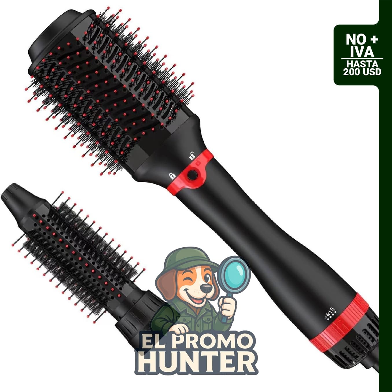 Cepillo secador de pelo y voluminizador, aire caliente de un solo paso para secar y alisar.
