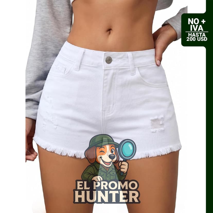 Pantalones cortos de mezclilla para mujer, elásticos, de cintura media, rasgados y desgastados.