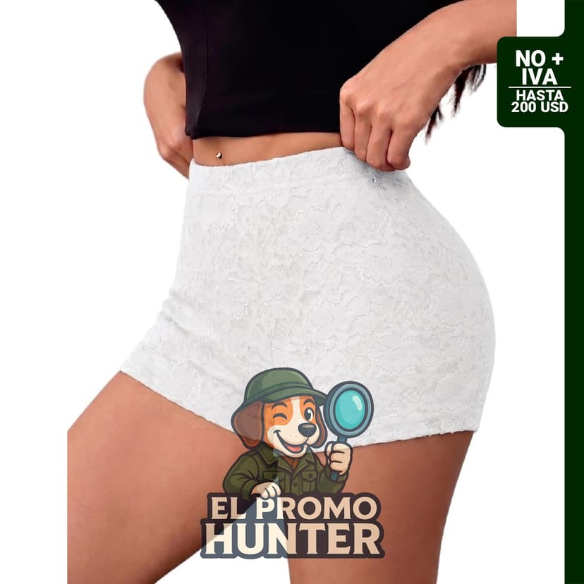 FaroDor pantalones cortos de encaje floral con volantes para mujer, con cintura elástica.