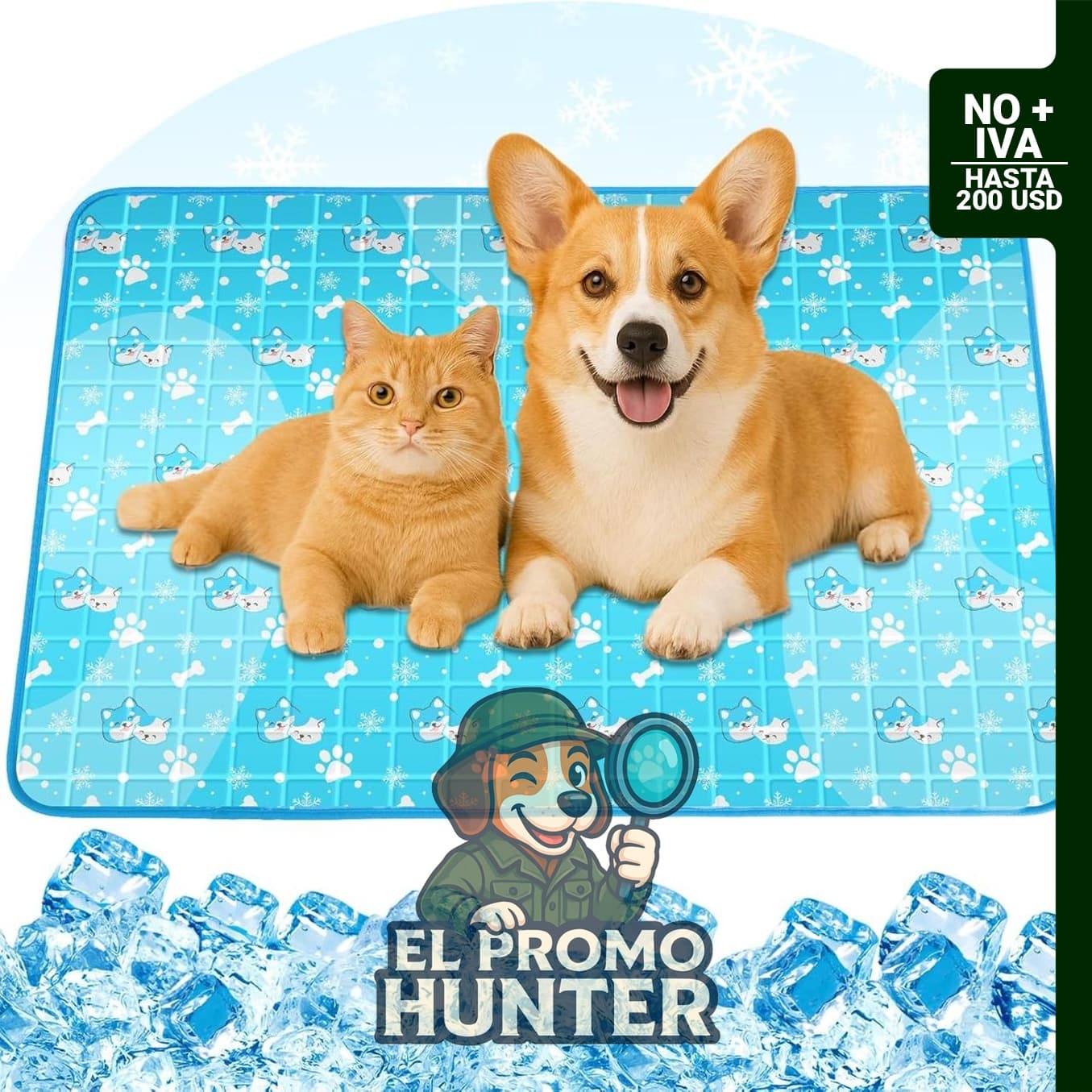 Tapete de enfriamiento para perros, almohadilla automática impermeable con gel sólido no tóxico.