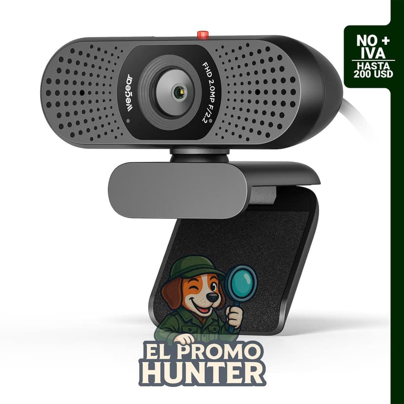 wegear Cámara web Full HD 1080p, micrófonos duales, cubierta de privacidad, 85° FOV, USB-A Plug & Play.