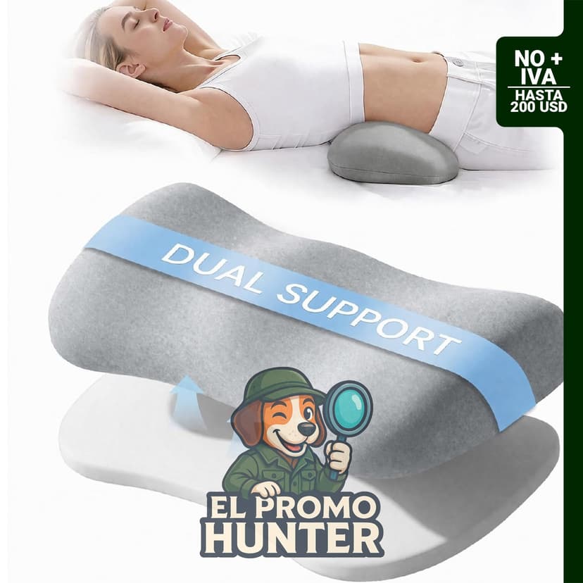 Almohada de apoyo lumbar ajustable para dormir, ergonómica, con funda lavable y diseño de contorno para la espalda baja.