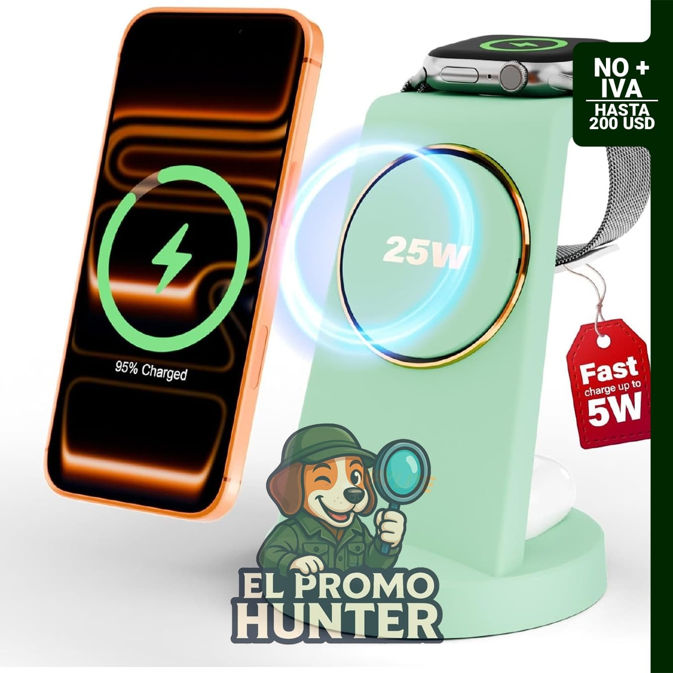 Estación de carga rápida 3 en 1 para iPhone, cargador magnético inalámbrico de 25 W, compatible con modelos desde iPhone 11 hasta 17.