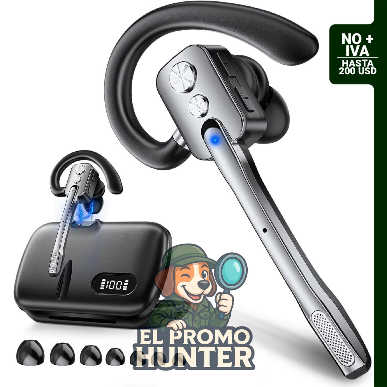 M-ONE Auricular Bluetooth 5.3 con doble micrófono y cancelación de ruido.