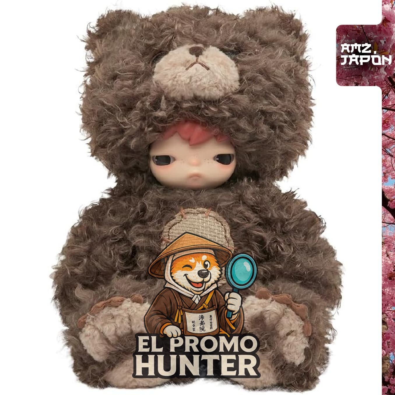 Muñeco de peluche Pop Mart Hirono Bear, figura decorativa de colección.