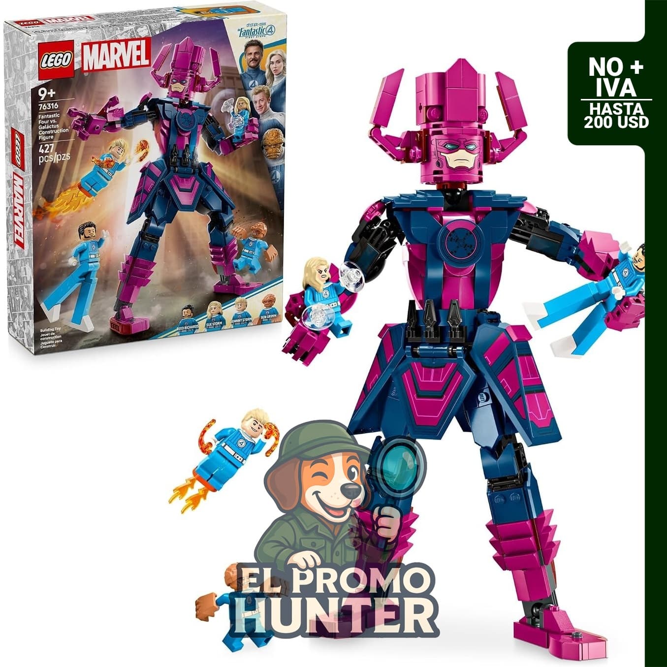 LEGO Marvel Los 4 Fantásticos contra Galactus, figura de construcción de 28 cm con 4 minifiguras.