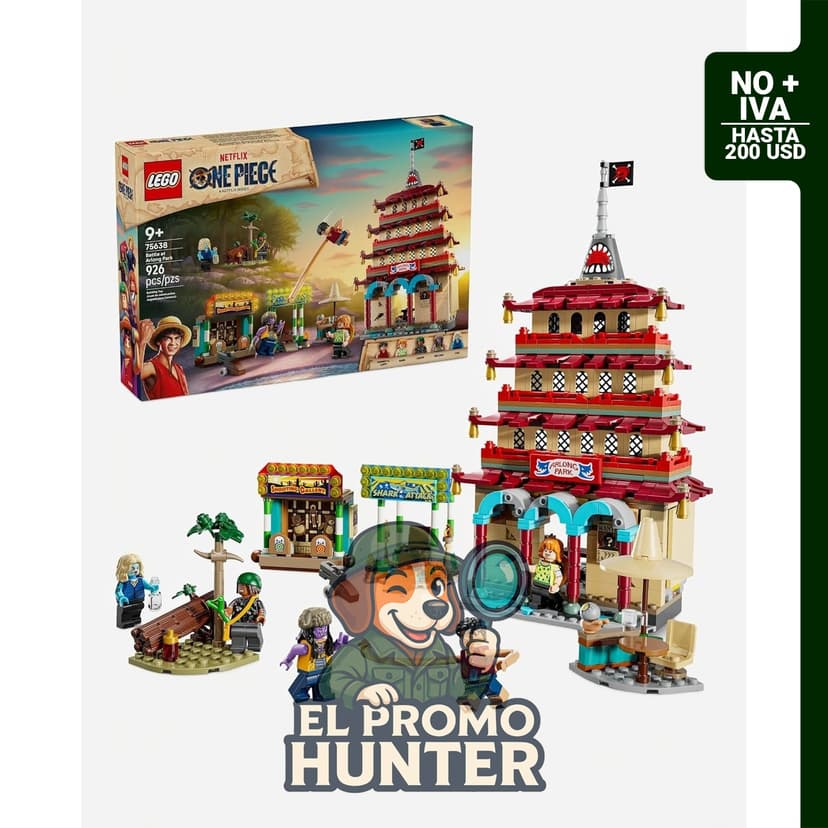 LEGO UN PEZZO Batalla en el Parque Arlong, incluye 5 figuras de piratas y pagoda de 29 cm.