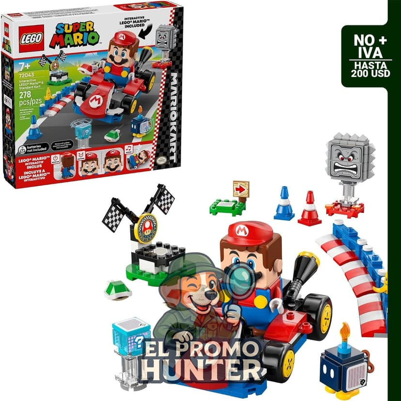 LEGO Super Mario Kart - Juguete interactivo de Mario y kart estándar, 278 piezas.