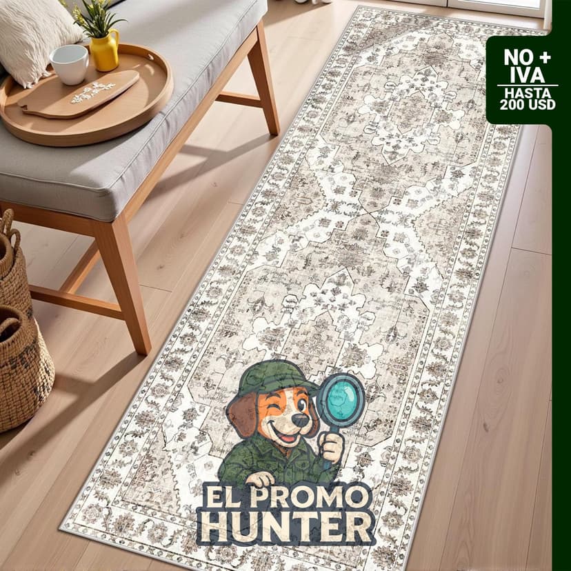 Alfombra antideslizante de 5.08 x 15.24 cm, con parte trasera de goma, lavable y diseño vintage.