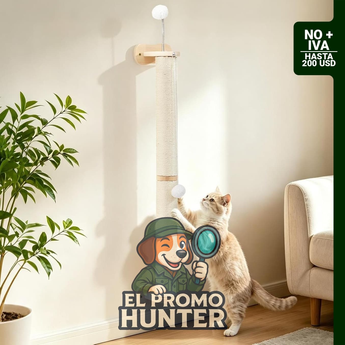 EMUST Rascador de Gato Montado en Pared de 33", Poste de Rascado de Sisal