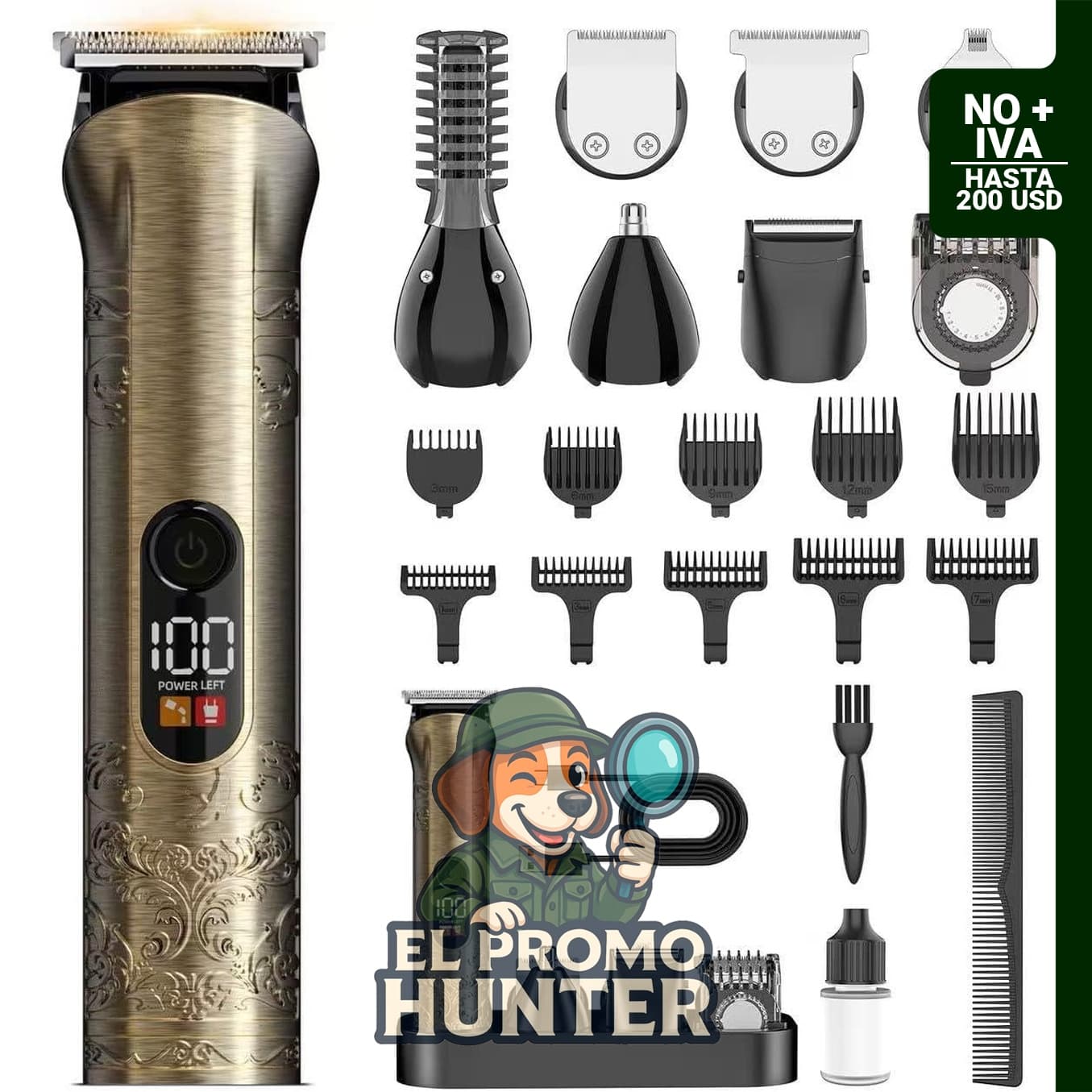Solati Cortadora de barba eléctrica, impermeable, para bigote, cuerpo, nariz, oído y cabello.