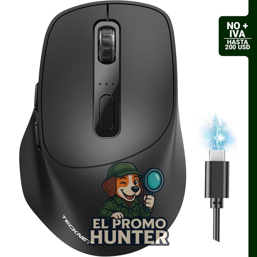 TECKNET Ratón inalámbrico, compatible con Bluetooth 5.0/2.4G, recargable, 6 botones.