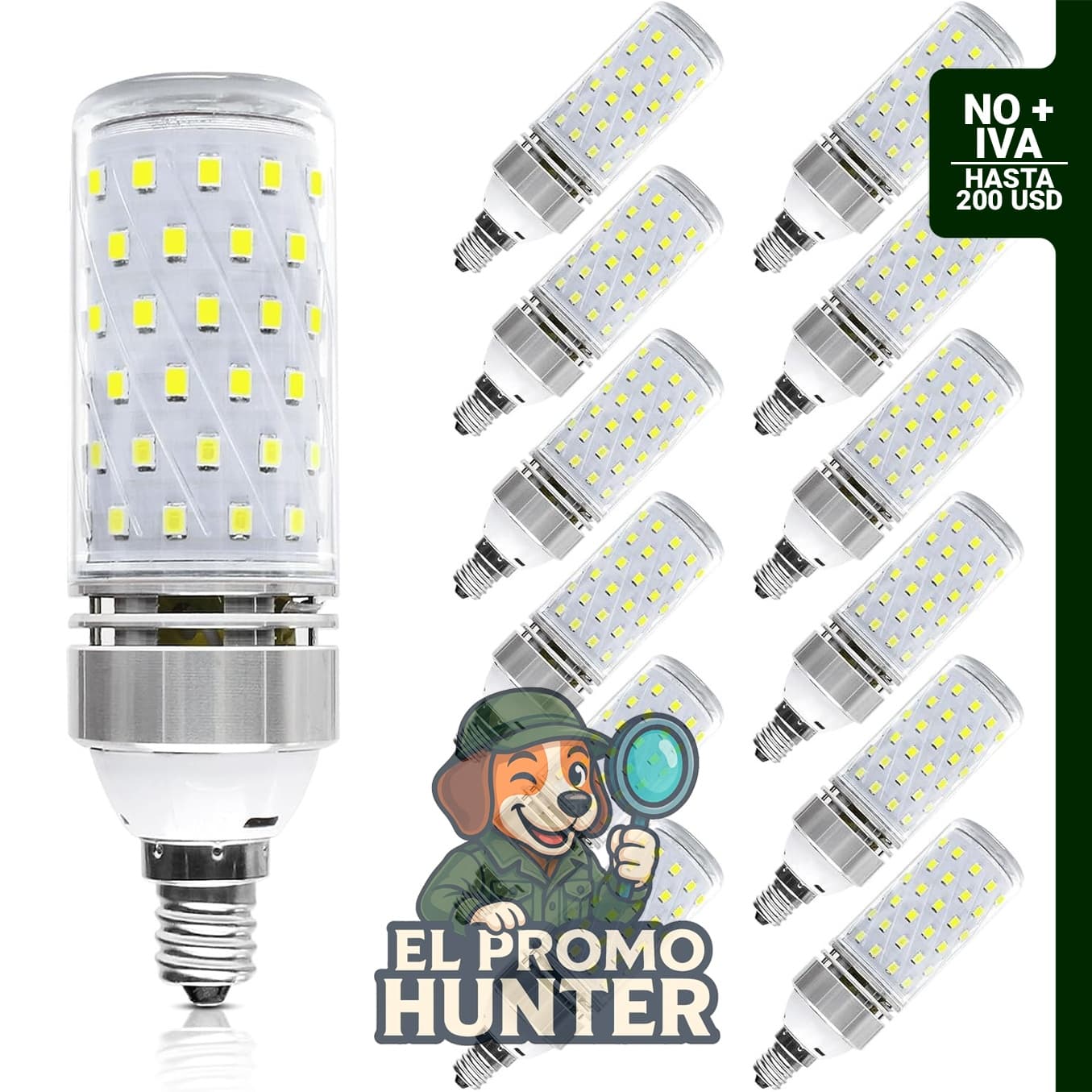 Bombillas LED E12 de 16W, 1500LM, luz blanca cálida 2800K, no regulable, base E12.