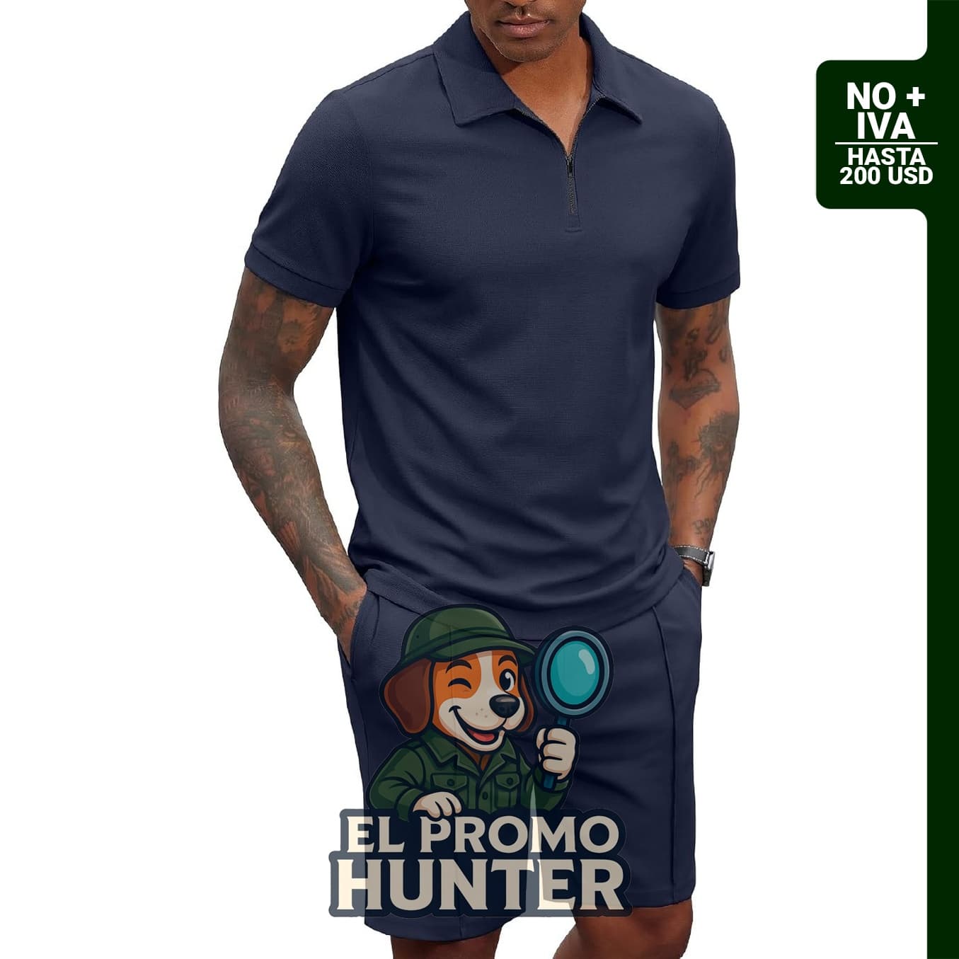 COOFANDY conjunto de 2 piezas para hombre, incluye camisa polo y pantalones cortos, con cremallera de un cuarto.