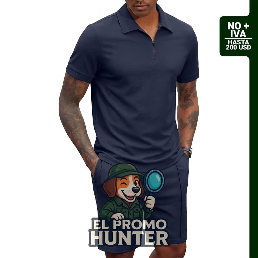 COOFANDY conjunto de 2 piezas para hombre, incluye camisa polo y pantalones cortos, con cremallera de un cuarto.