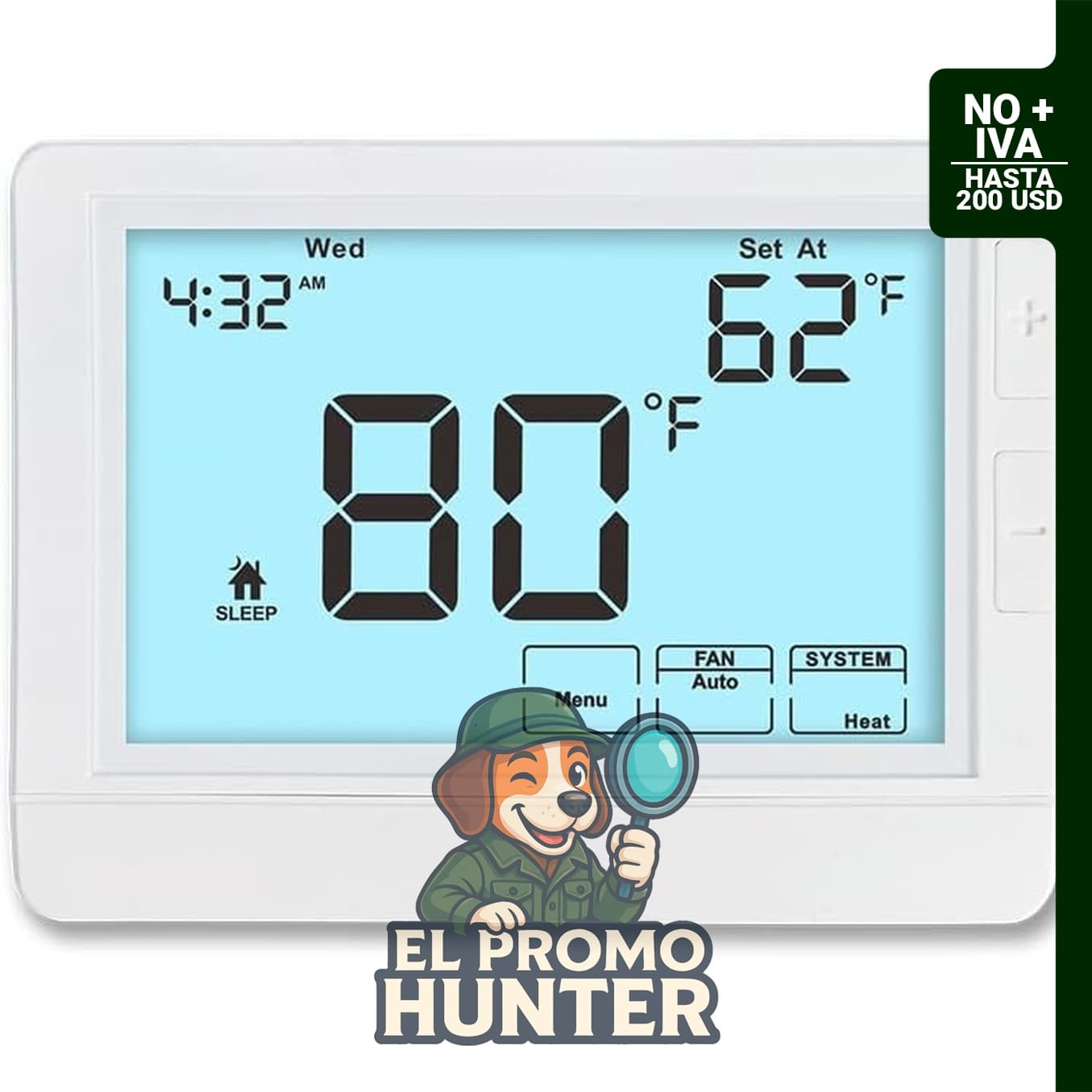Termostato programable para sistemas de climatización de una sola etapa, 1 calor/1 frío, 7 días.