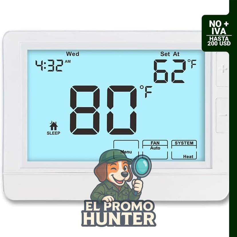 Termostato programable para sistemas de climatización de una sola etapa, 1 calor/1 frío, 7 días.