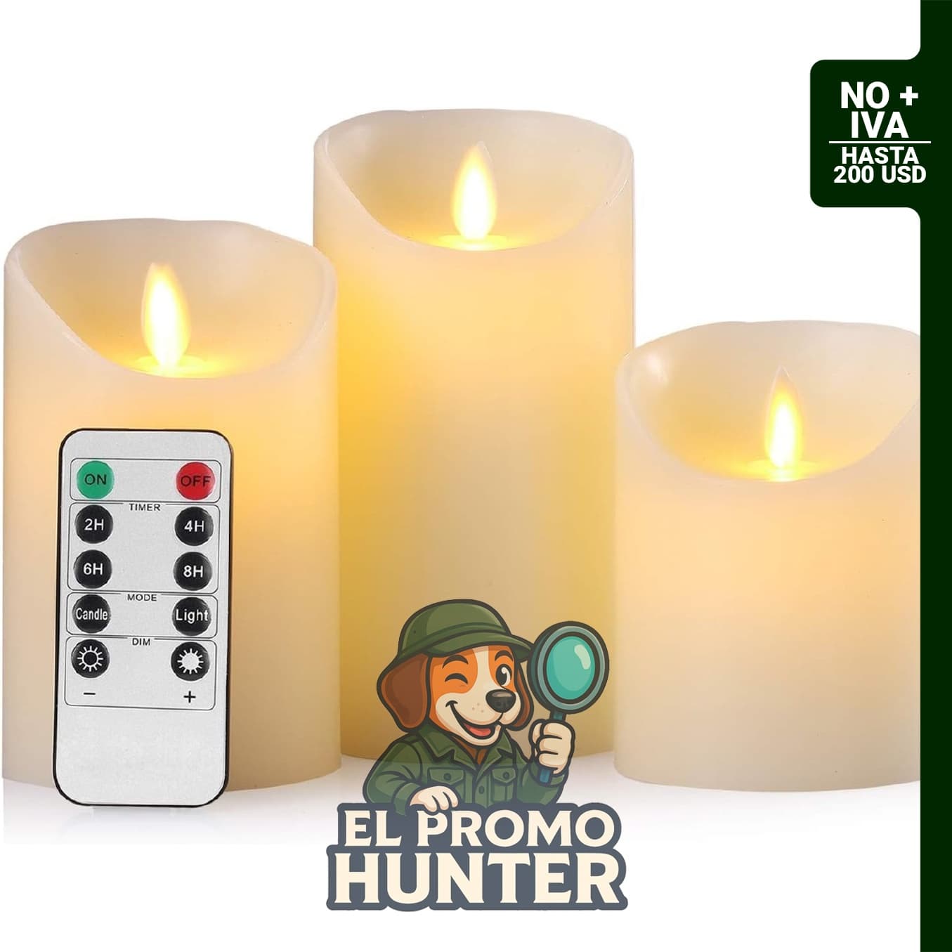 AKU TONPA Velas LED eléctricas de cera real, con control remoto y temporizador de 24 horas, 4, 5 y 6 pulgadas (10.16, 12.7 y 15.24 cm)