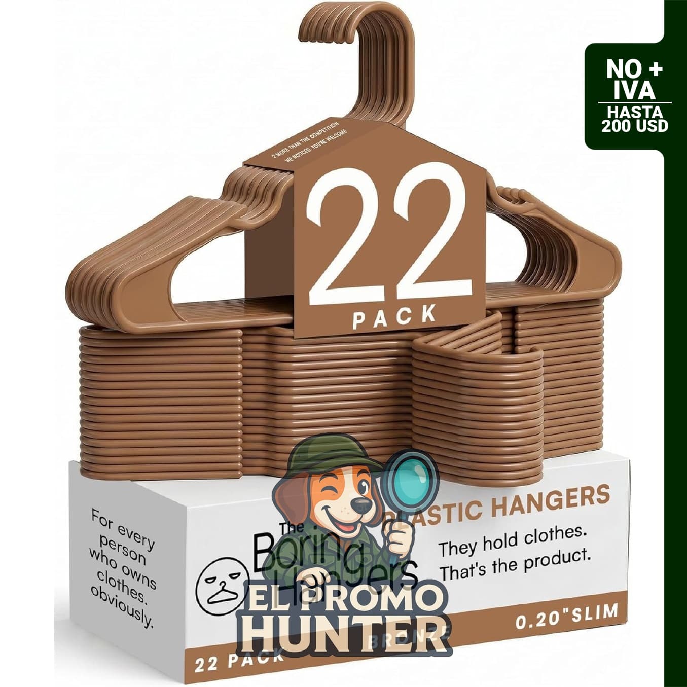 Juego de 22 perchas de plástico de bronce, capacidad de 4.5 kg, grosor de 0.25 pulgadas (6.4 mm).