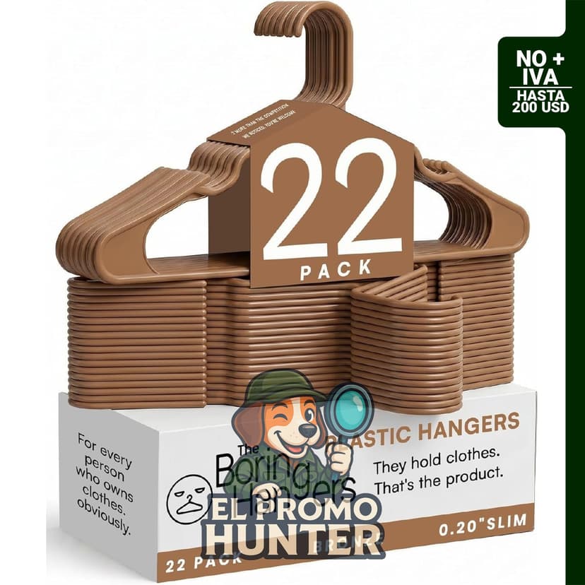 Juego de 22 perchas de plástico de bronce, capacidad de 4.5 kg, grosor de 0.25 pulgadas (6.4 mm).