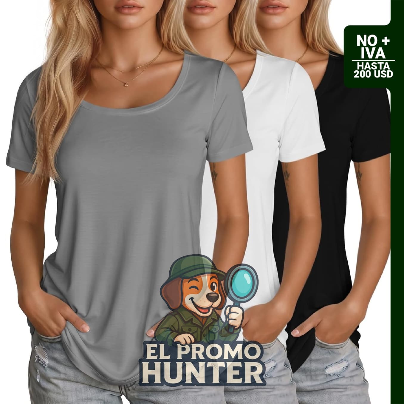 Paquete de 3 camisetas de manga corta para mujer, cuello redondo, ajustadas y casuales.