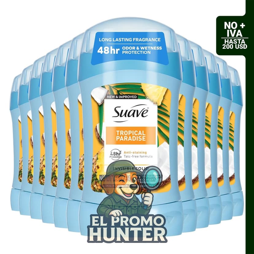 Suave Desodorante antitranspirante en barra para mujeres, 34 g, protección contra olores y humedad por 48 horas.