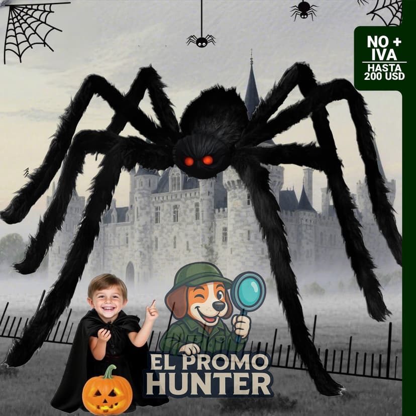 Araña gigante de 1,98 m, peluda y articulada, adecuada para decoración de Halloween en interiores y exteriores.