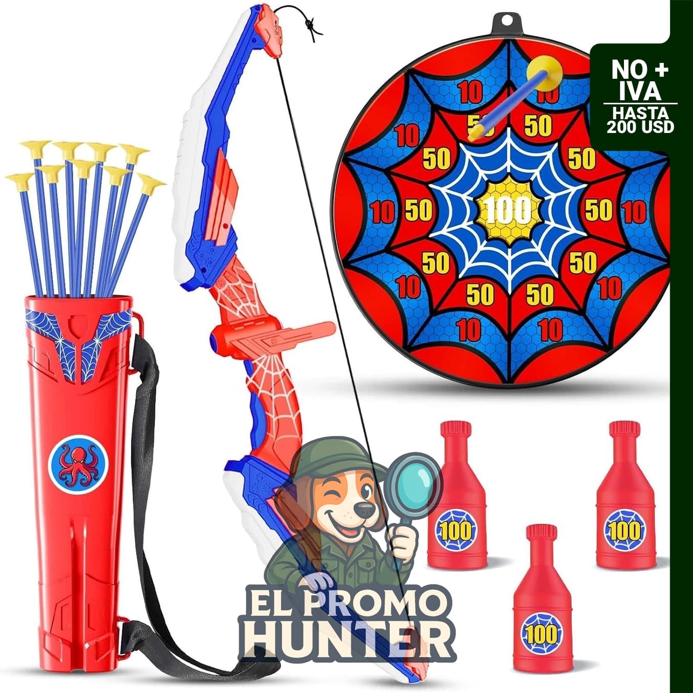TIGTECGAME arco y flecha para niños, incluye 10 flechas de ventosa y luz LED.