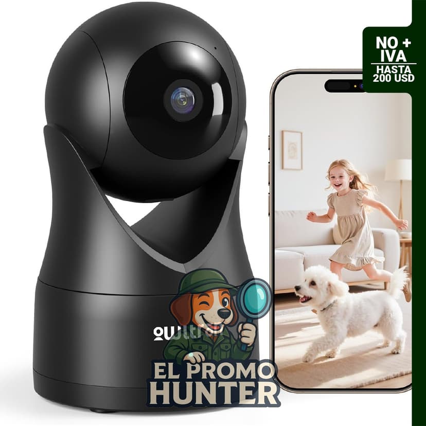 Owltron Cámara de seguridad interior 2K, WiFi 360° para monitoreo del hogar.