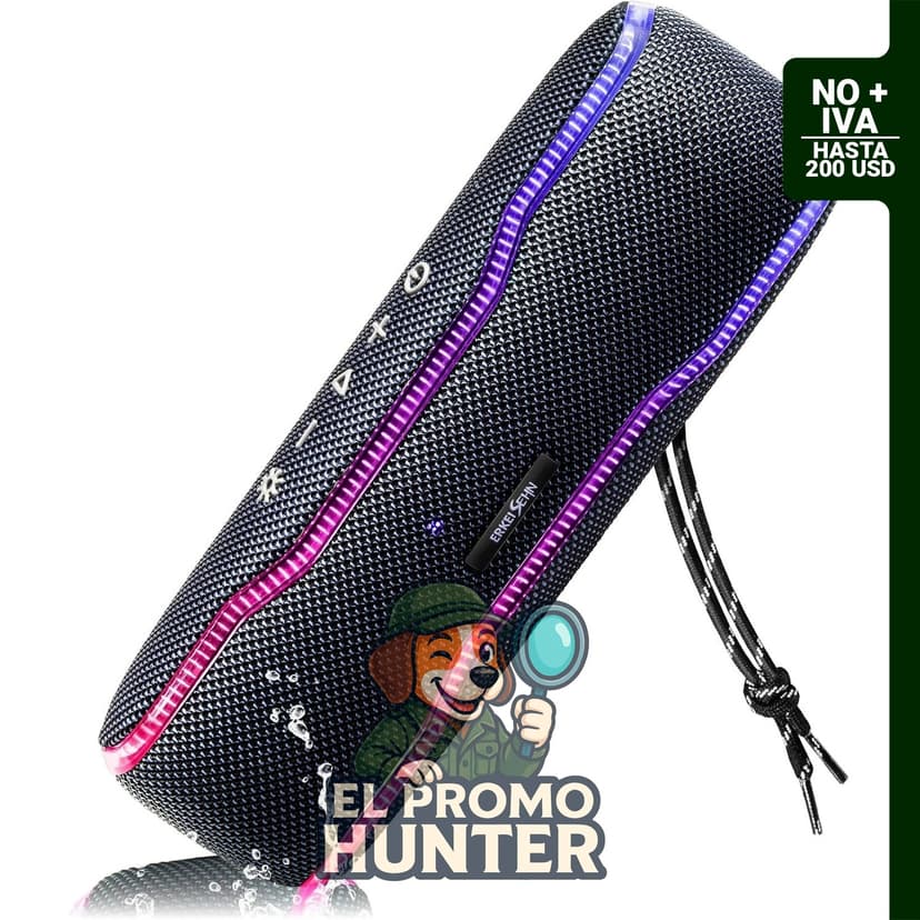 Altavoz Bluetooth impermeable IPX7, potencia máxima de 50 W, duración de batería prolongada.