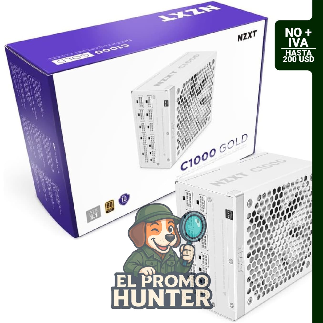NZXT Fuente de alimentación modular C1000 Gold ATX 3.1 de 1000W